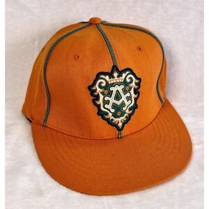 Vintage Akademiks "Jeanius Level" Fitted Hat - Orange/Green - Y2K Era One Sz